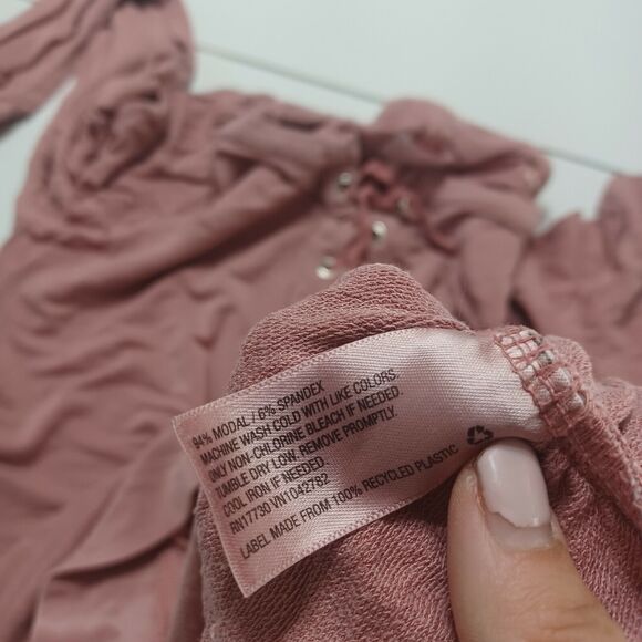 Isabel Womens Maternity S Sweater Pink Modal Spandex Long Sleeve Lace Notch Neck - Picture 7 of 12